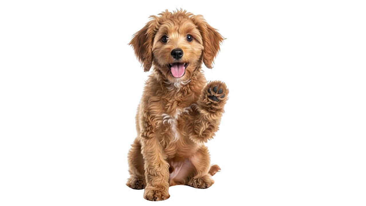 Happy puppy waving